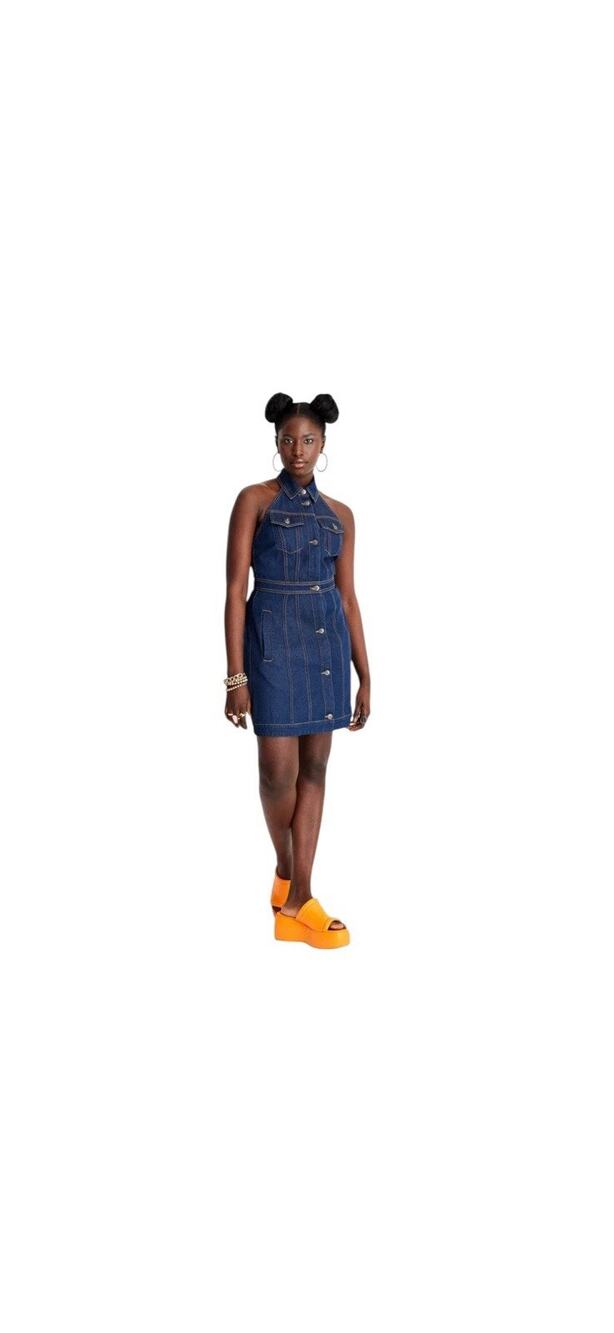 Future Collective By Alani Noelle Women’s 14 Denim Halter Dress Coastal Cowgirl